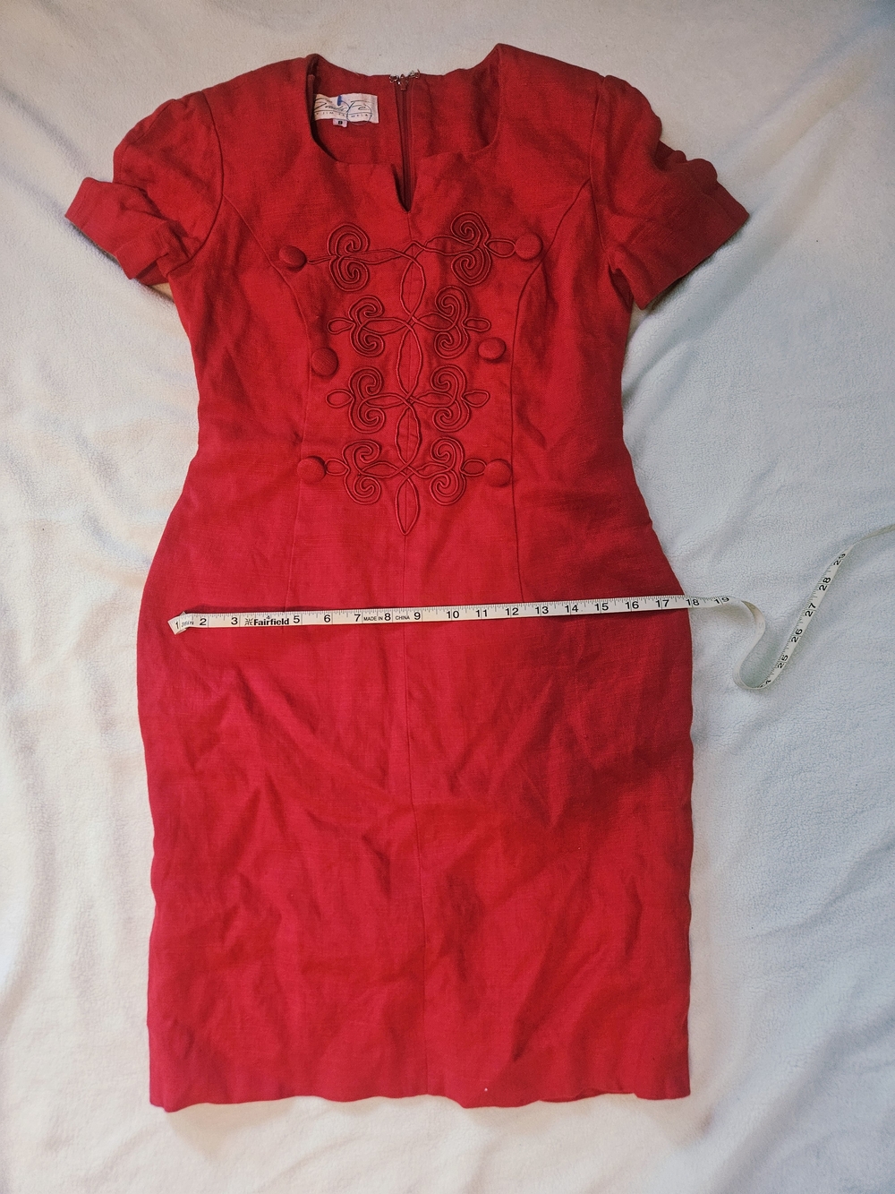 Classic Red Embroidered Midi Dress
